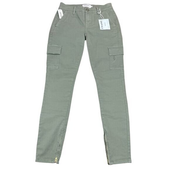 NWT FRAME Artizia Le Service Cargo Skinny Pants Size 24 Platoon Olive - Picture 2 of 7